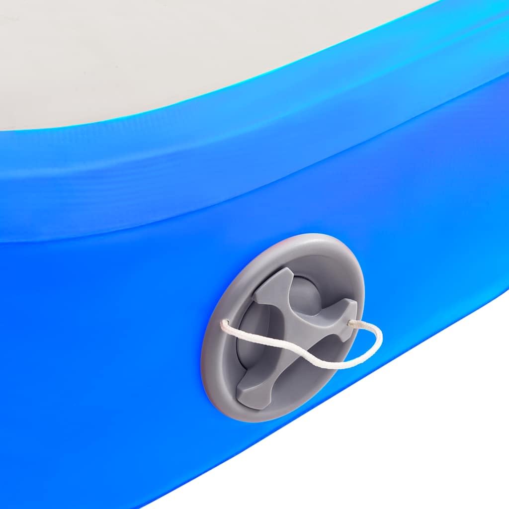 Aufblasbare Gymnastikmatte 500x100x15 cm mit Pumpe - Luftmatte für Turnen, Yoga, Kickboxen, Fitnessmatte Blau