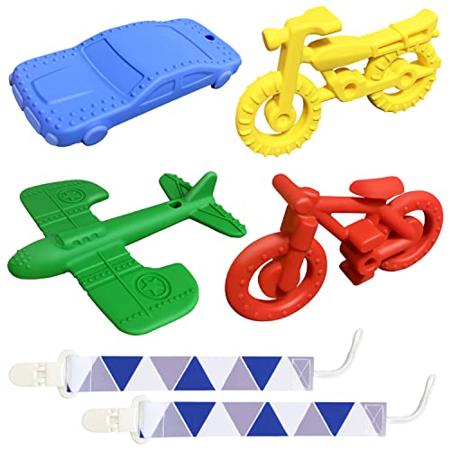 Image of Teething Toys for Babies 6-12 Months 12-18 Months, Baby Teething Toys, Baby Chew Toys, BPA Free Teething Toys, Baby Teether, Transportation Tools Shape Teethers, Baby Toys for Boys Girls (6 Pack)