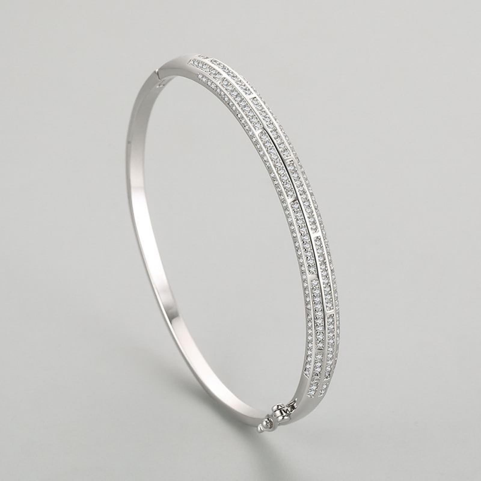 Pulsera de novia, pulsera para mujer, elegante, brillante, con moissanita, oro blanco y platino 950