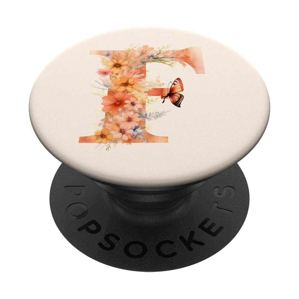 PopSocket Con Monogramma F - Farfalla Rosa E Vortici, Intercambiabile, Per Smartphone E Tablet - 3