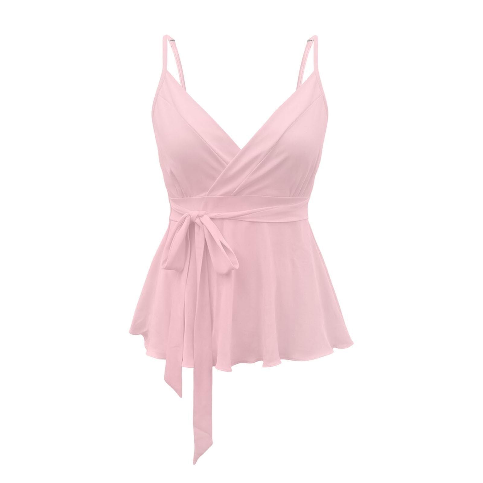 Top estivo da donna Y2K, a pois, con bretelle, per feste e festival | Y2K - Canotta con spalline a pois, stile peplum e nastro, look carino per feste, ideale per festival, estate