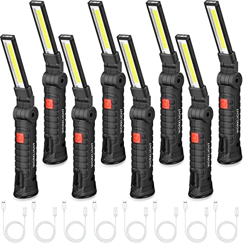 Tuanse 8 Pcs Fathers Day Tool Gifts Rechargeable LED Work Light with Magnetic Base and 360° Rotate Magnetic Flashlights for Mechanics Car Repair Home Garage Camping Gifts for Men Dad (Large)