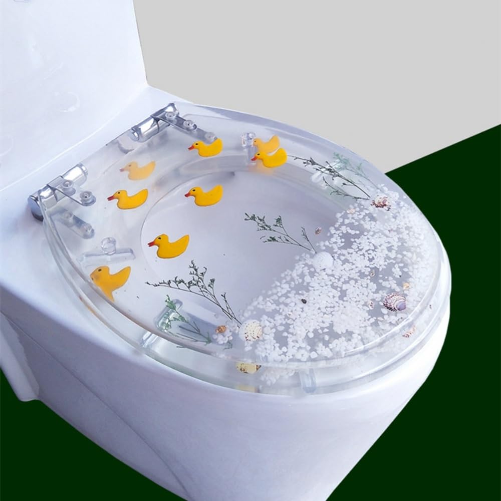 Shgclkd Clear Comfort Resin Toilet Seat With Lid, Quiet-Close Toilet Seat(Clear)