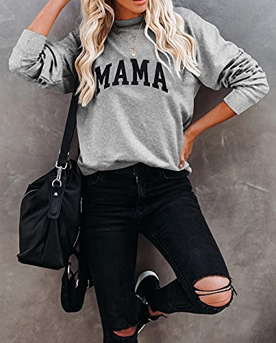 Image of Dressmine Womens Mama Sweatshirts Long Sleeve Shirts Casual Cute Pullover