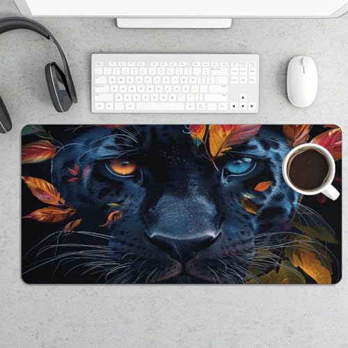 Desk Pad Protector 24x12 Inch Extended Leaves and Panther
