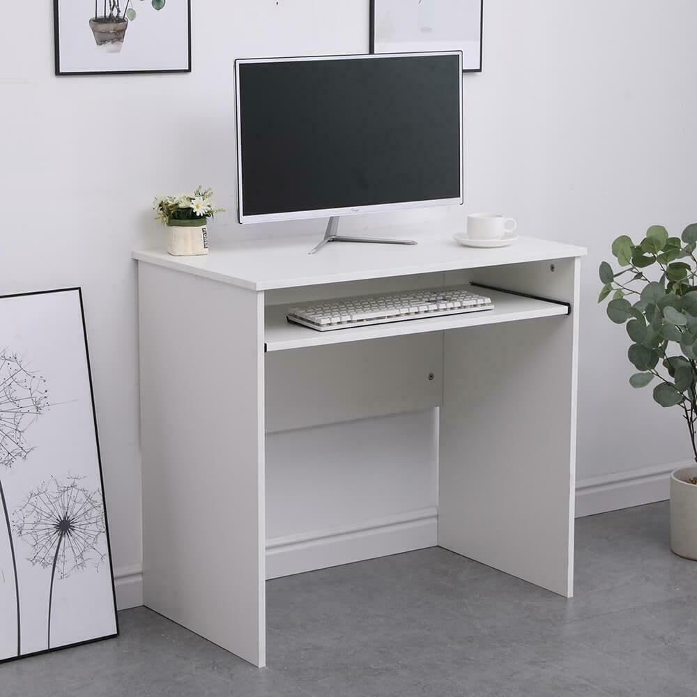 Home Source Computer Desk - White - 80cm Wide - Home Office Study Workstation