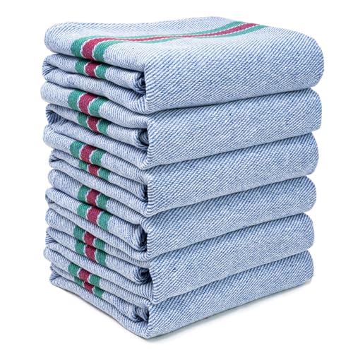 QILZO 12 Paños de Cocina Sarga 45x45cm, Paños de Cocina de Algodón, Toallas de Cocina absorbentes Lavable a Maquina, Juego de 12 paños de Cocina Suaves y duraderos, 45x45cm Color Azul