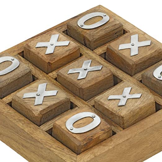 Image of STAR CRAFT Wooden Tic Tac Board Game Handmade Noughts and Crosses TIK Tak Toe Pedagogical Board Wooden Zero Kata Game (Natural)