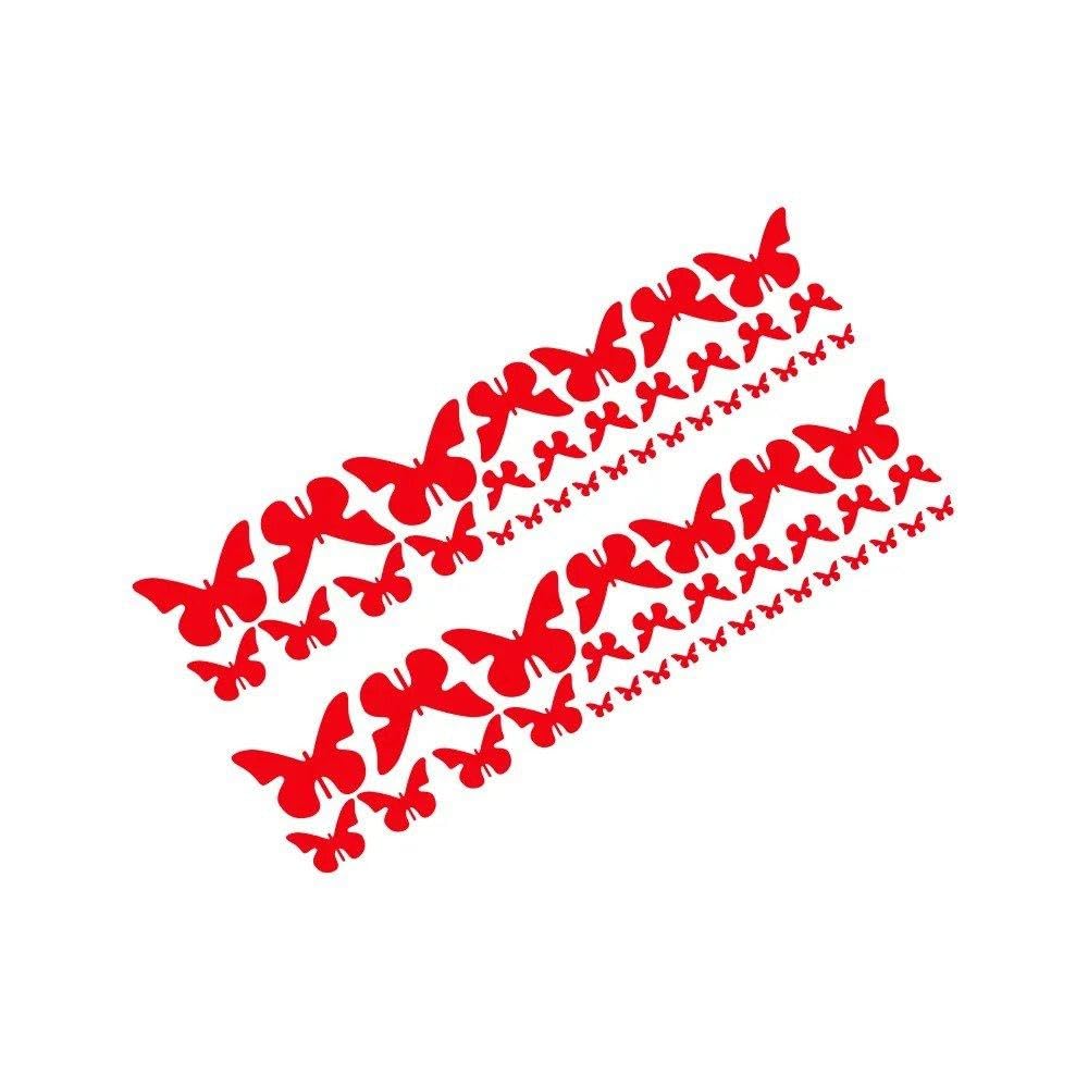 Car Side Door Stickers Fashion Beautiful Butterfly Graphic Vinyl Decals(Glossy Red)