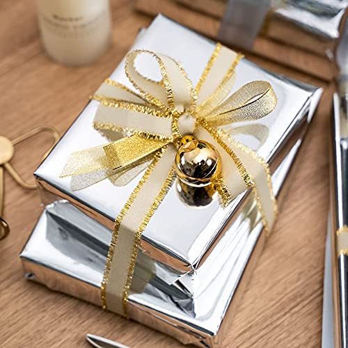 Image of RUSPEPA Silver Metallic Wrapping Paper - Solid Color Paper Perfect for Wedding, Birthday, Christmas, Baby Shower - 17 Inches X 32.8 Feet
