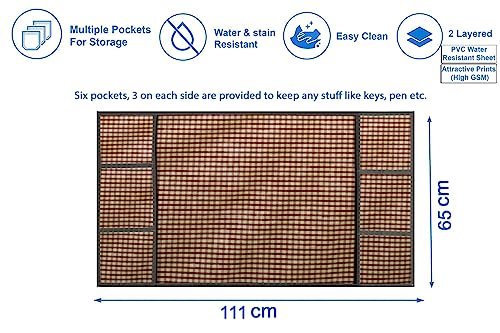 Image of Stylista Refridgerator top Cover Suitable for Samsung RR24C2Y23CR /NL, 223 Liter Fridge, Dimension (WXD) 65x111 CM, Pin Check Pattern Brown