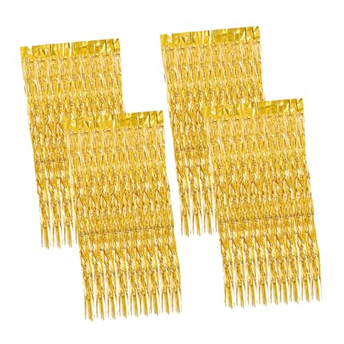 ABOOFAN 4pcs Foil Fringe Curtain Tinsel Backdrop for Party Decorations Elegant Wedding Birthday Streamer Eye Catching Doorway Hall Decor