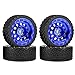 WONFAST 4PCS 65mm RC Rally Car Tyres Striped Pattern Rubber Tires Plastic Wheel Rims 12mm Hex Compatible with 1/10 RC On-Road Racing Car HSP Tamiya Sakura HPI WR8 HSP TT02 WLtoys (Blue)