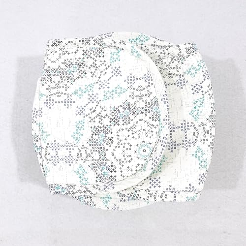 Image of Swayam 100% Cotton Cloth Roti Casserole | Hot Chapati Box | Washable Bread Basket | 22 cm Round Roti Basket | Geometric Design - White & Grey