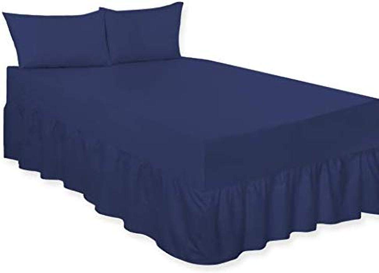 Lawrance Caprino Percale Deep Fitted Valance Sheet (Super KIng, Navy)
