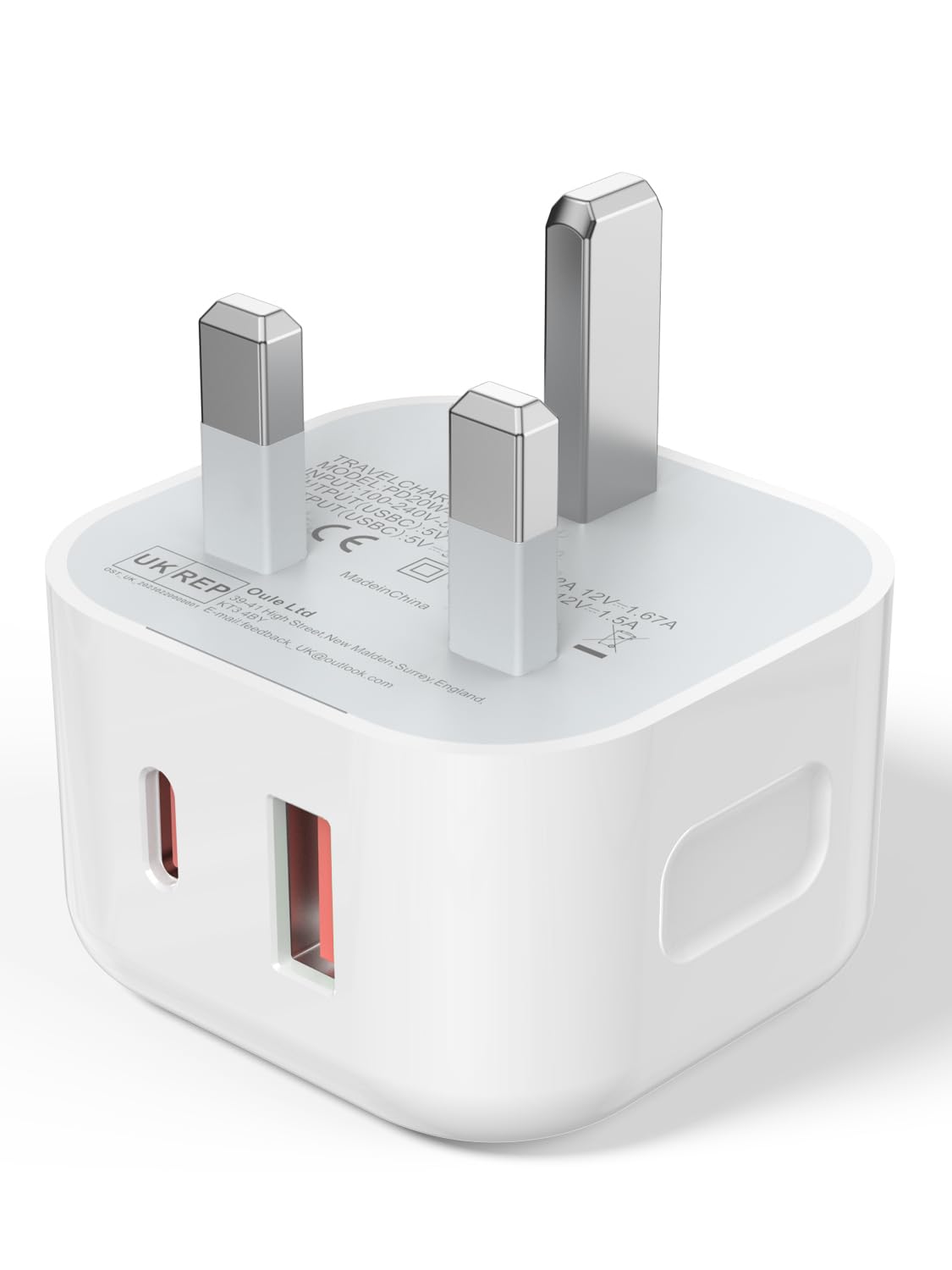 USB C Plug Fast Charge Plug, 20W USB Type C and USB A Wall Charging Plug Adapter Dual Port Mains Charger for iPhone 14/14 Plus/14 Pro/13/13 Pro/13 Pro Max/12/12 Pro/11/11 Pro/iPad, Samsung, Pixel