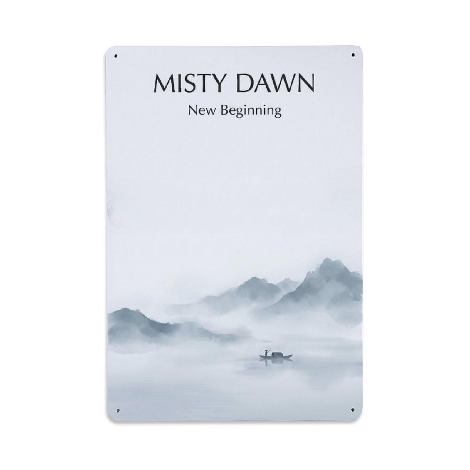 Zen Misty Dawn Mountains Calm Meditation Landscape Travel Metal Tin Sign Plaque Wall Decor for Cafe, Man Cave, Club Bar, Office, Home Garden Round Metal Poster 8x12Inch