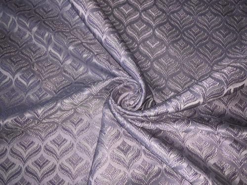 Brocart de soie lilas jacquard argenté pour robe de mariée et soirée
