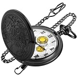 Realpoo Orologio da tasca al quarzo Dr Who da uomo, quadrante digitale romano bianco con catena, Dr-nero, alla moda