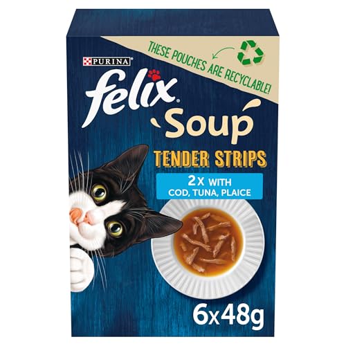 Image of Felix Soup Cat Food Fish Selection Tender Strips, 6 x 48g (Pack of 8)