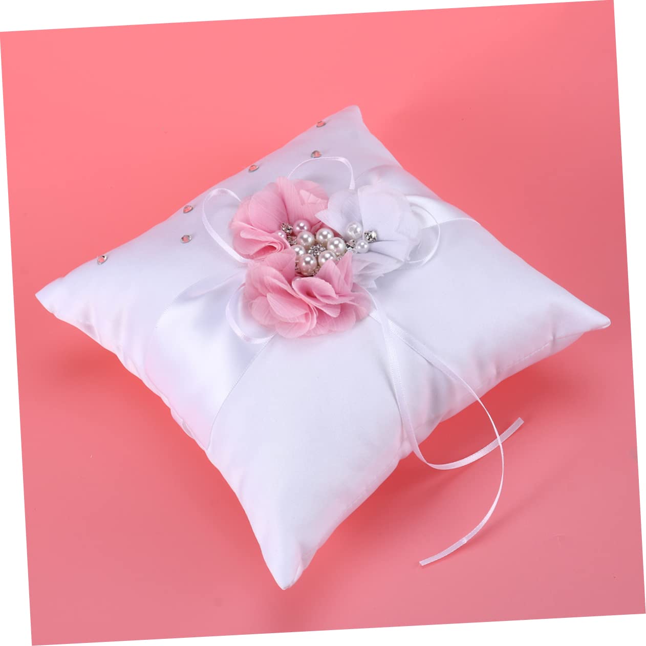 Cabilock 3stücke Eheringkissen Mit Perlblumen- Für Hochzeiten Ringträgerkissen Weiß Und Rosa Für Stilvolle Zeremonien