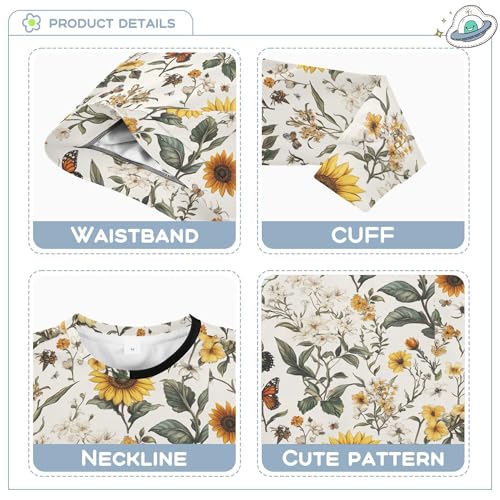 JUNZAN Florals Sunflower Hyacinths Butterflies White Big Girls Pullover Hoodie Long Sleeve Hoodies for Girls Camping 4T3