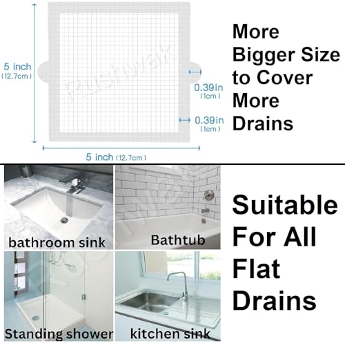 Image of Rushwak Large Upgraded Drain Cover Hair Catcher (Pack of 10) Disposable Waterproof Drain Guard Mesh Stickers Drainage Jali Shower Drain Cover for Bathroom Floor Sink Bathtub (12.7cm x 12.7cm)