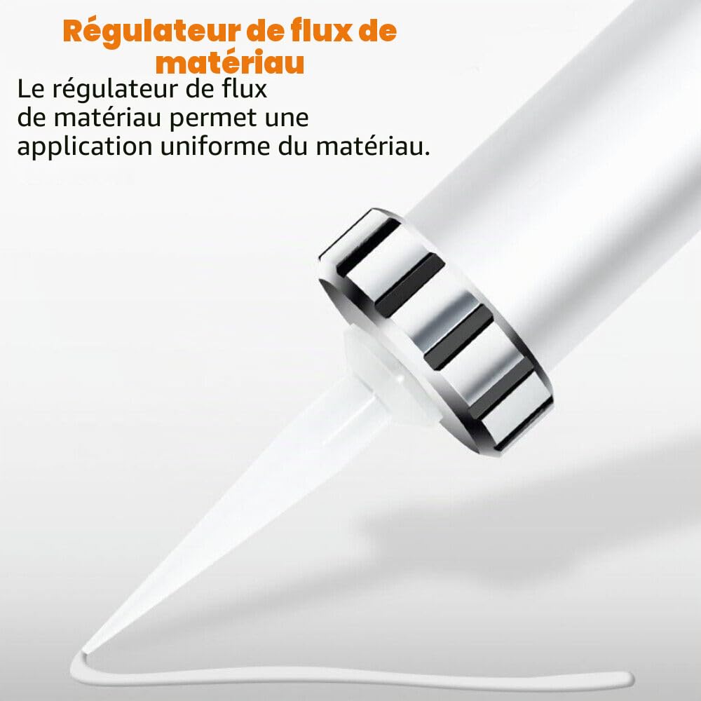 Pistolet à cartouche sans fil en silicone, 2 batteries 21 V, pour cartouches de 300 ml, sac à tuyau de 600 ml, 6500 N, 6 vitesses, chargeur inclus, seringue électrique en silicone avec LED