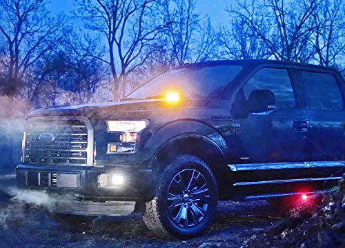 Ijdmtoy (2 Amber/White Led Strobe Warning Light Flashers Compatible With Jeep, Truck, 4X4, Atv, Construction Vehicles Ultra Slim Extremely Bright Warning Lamps Powered By (4) High Power Led Lights #TOP5