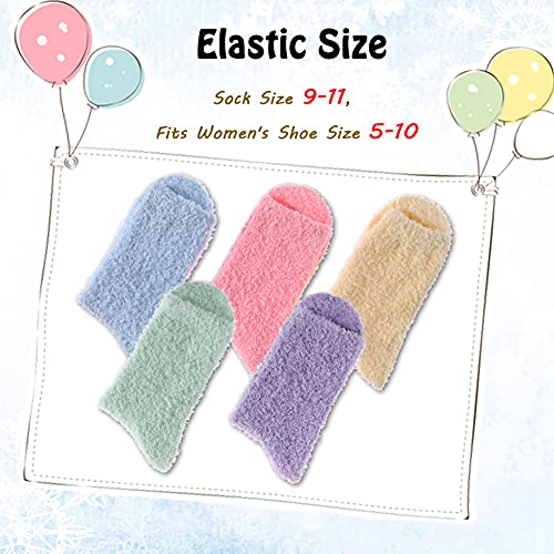 Image of LANLEO 5 /6 Pairs Womens Super Soft Fuzzy Plush Warm Winter Home Sleeping Slipper Socks