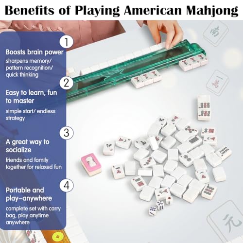 American Mahjong Set con 166 fichas y accesorios miniatura 2