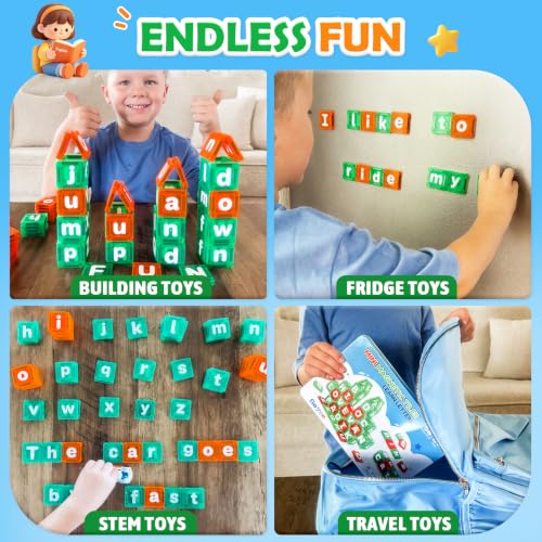 Image of Magnetic Tiles Learn Letters Magnetic Building Blocks for Kids Ages 3-12