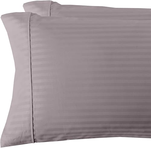 Miniatura 3 de Juego de 2 fundas de almohada de 300 hilos, tamaño Queen, color negro a rayas