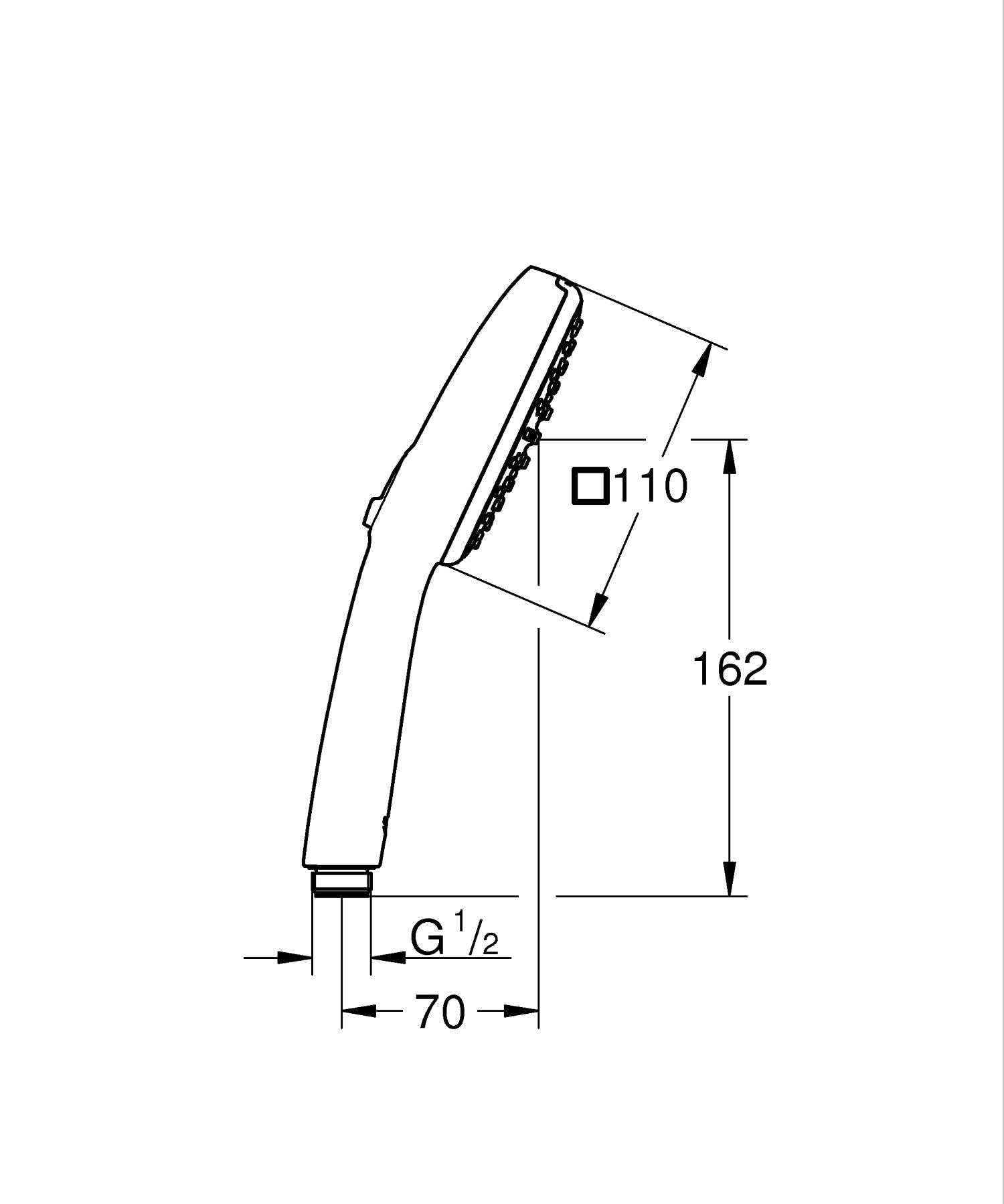 GROHE Vitalio Comfort 110 Manopola Doccino Doccia (2 getti Rain e Jet, 110 mm, DreamSpray, SpeedClean anticalcare), Cromo, 2639710E