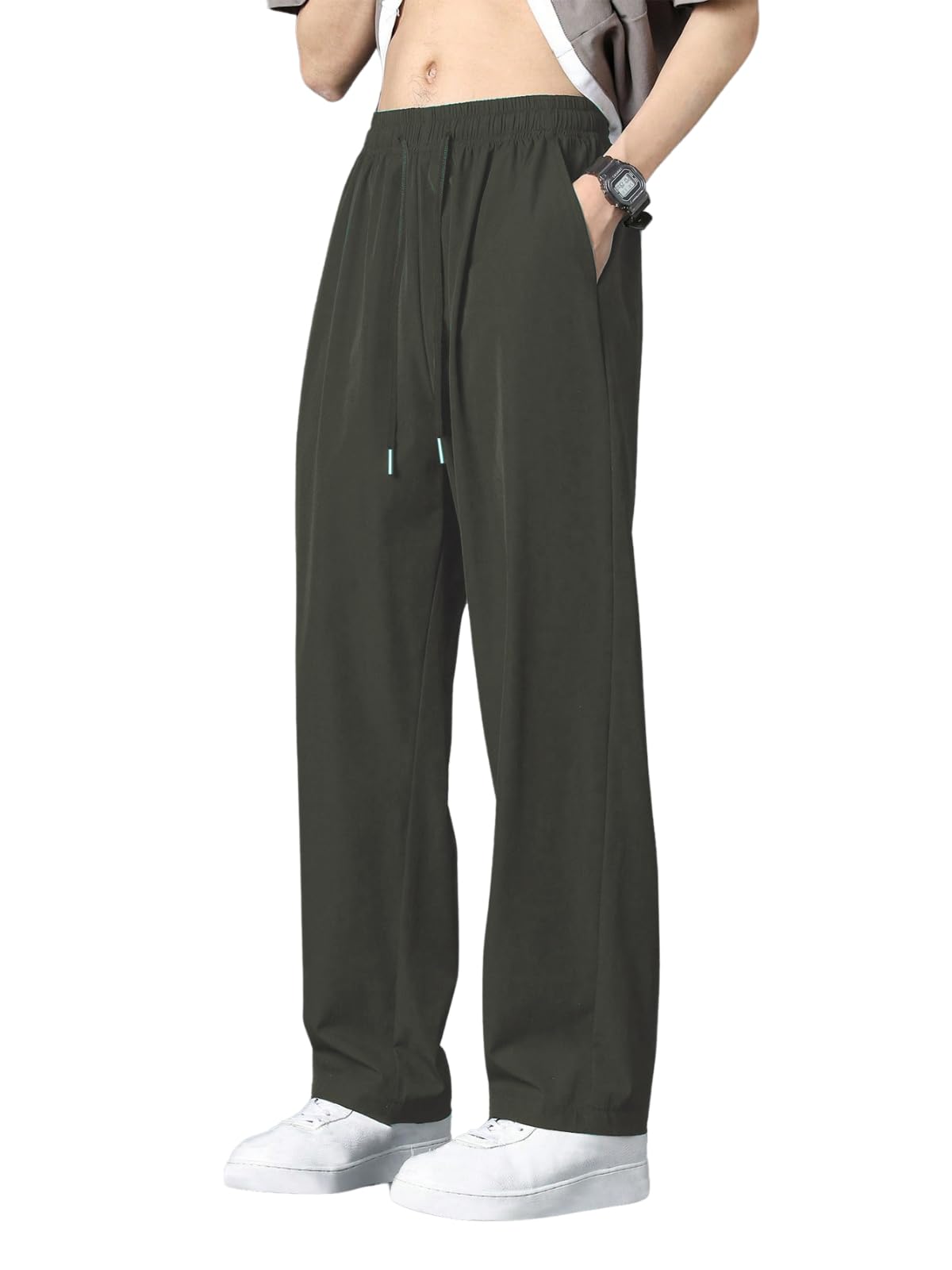 GRECIILOOKS Lycra Track Pants for Men – Stretchable Loose Fit Gym Joggers | Korean Style Workout Pants with Trendy Gym & Streetwear Bottoms with Utility Pockets (Available in Plus Size and Combo Pack of 2)