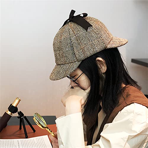 Image of TAILORMAP Harris Tweed Deerstalker Hat for Adult and Child,Detective Hat for Men and Women