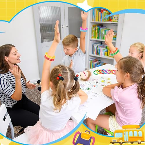 Image of JUNEBRUSHS 64pcs 100th Day of School Party Favors Silicone Bracelets