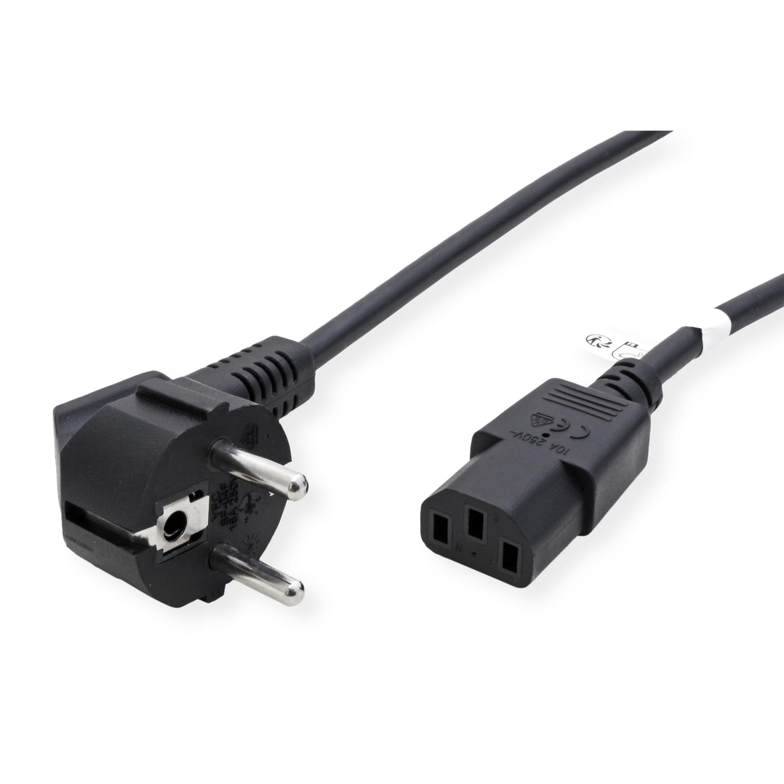 Netzkabel, gerade IEC-Buchse, schwarz, 0,8 m