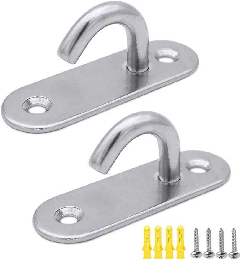 JaneYi (6 Pack) Stainless Steel 304 Ceiling Hooks M5 Oval Open Hooks