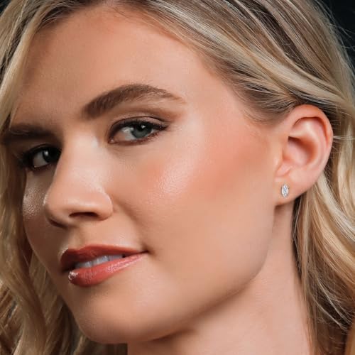 Gem Stone King 14K White Gold 8X4MM Marquise Cut Gemstone Birthstone Double Notch Stud Earrings | Gold Earrings For Women Men4