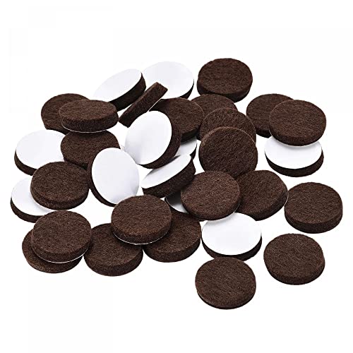 sourcing map Furniture Pads - Self Adhesive 19mm Dia 5mm Thick Felt Pads Chair Leg Floor Protectors, Brown 64Pcs