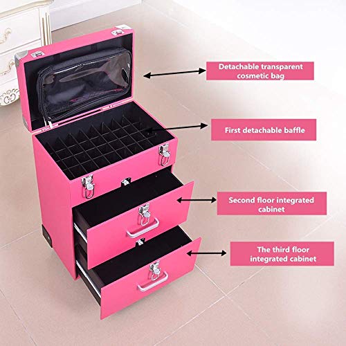 BYCDD Trolley Kosmetikkoffer Schminkkoffer, Schönheit Multikoffer Etagenkoffer Make-up Koffer für Maskenbildner… – Bild 4