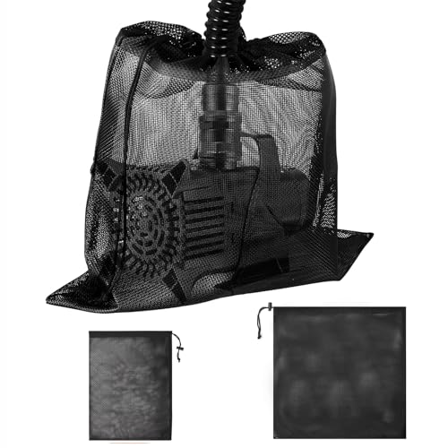 2 Stück Pumpen Barriere Tasche, Große Pumpensperre Filtersack Teichpumpen Filtertasche für Tauchfähige Outdoor Wasserteich Biologische Filter Aquarium Garten Schwarze ((31 * 41cm/45 * 45cm)