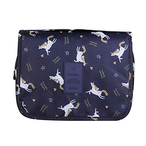 UNAOIWN Hanging Travel Toiletry Bag Cosmetic Make up Organizer (horse blue)