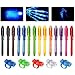14 Bolígrafo de Tinta Invisible y 5 Luces led de Dedo lápiz espía con rotulador mágico de luz UV para Mensajes Secretos y Fiestas para Cumpleaños Infantiles Festival de Música Fiesta (14 Bolígrafos)