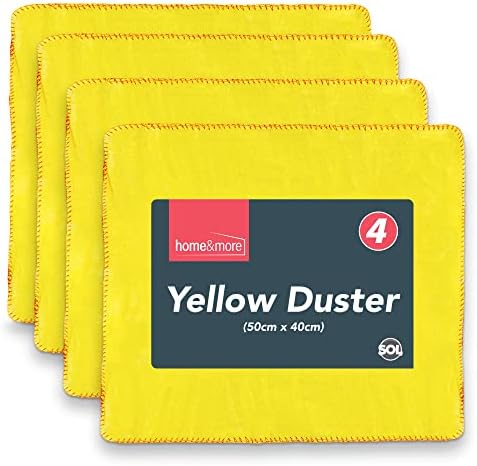 4pk Yellow Dusters | 100% Cotton Cleaning Cloths | 50 x 40cm Lint Free Cloths for Oiling Wood | Dusters for Cleaning Window | Car Duster | Multi Surface Cleaner Dusting Cloth | Kitchen Duster Cloth