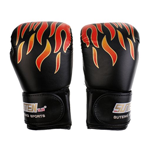 gazechimp 1 Par Chama Muay Thai Treinamento De Perfuração MMA Sparring Luvas De Respirável - Preto