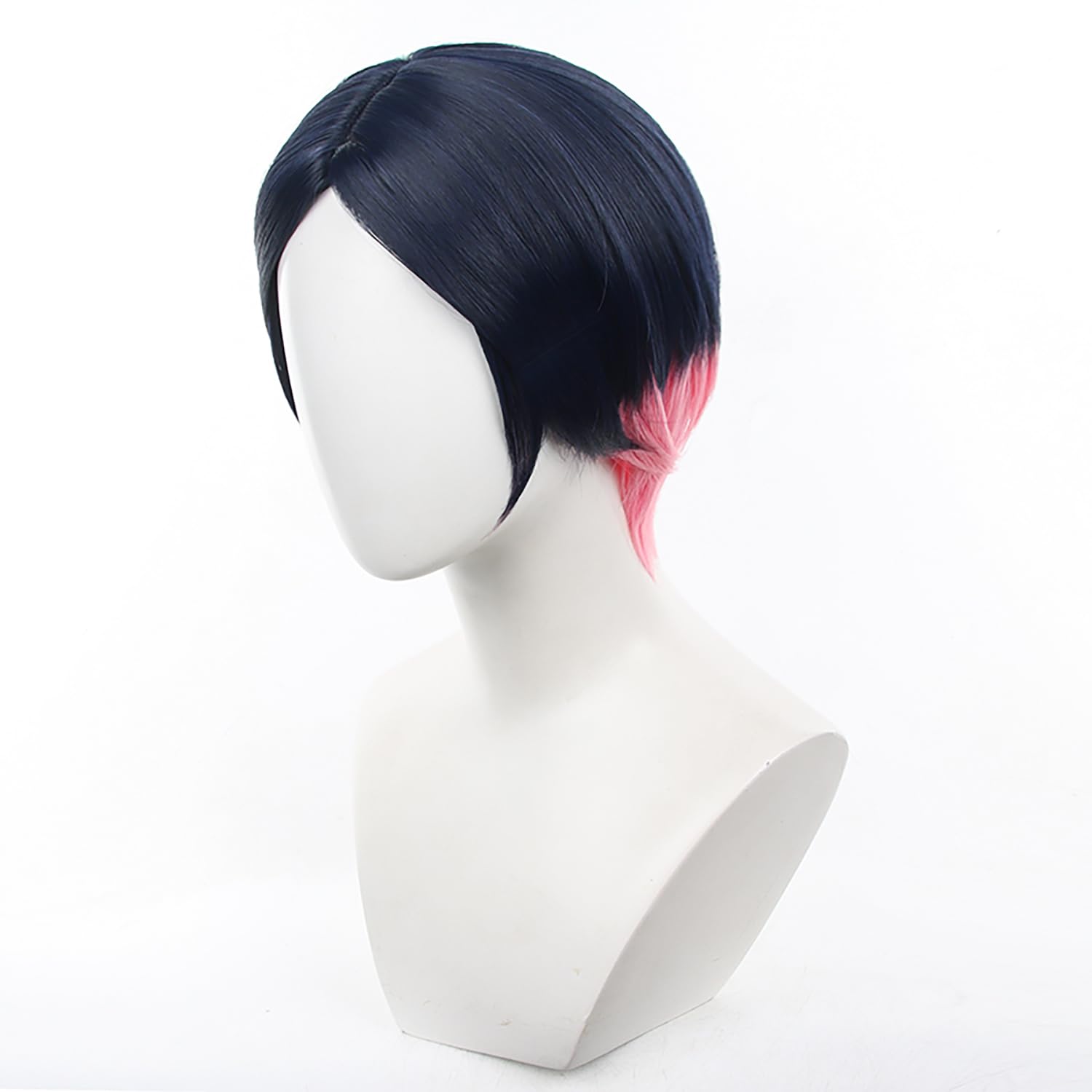 Dark Purple Mixed Pink Wig with Short Straight Heat Resistant Synthetic Costume Hair for Women Men Halloween Cos Anime Party Replacment Wigs - Image 3