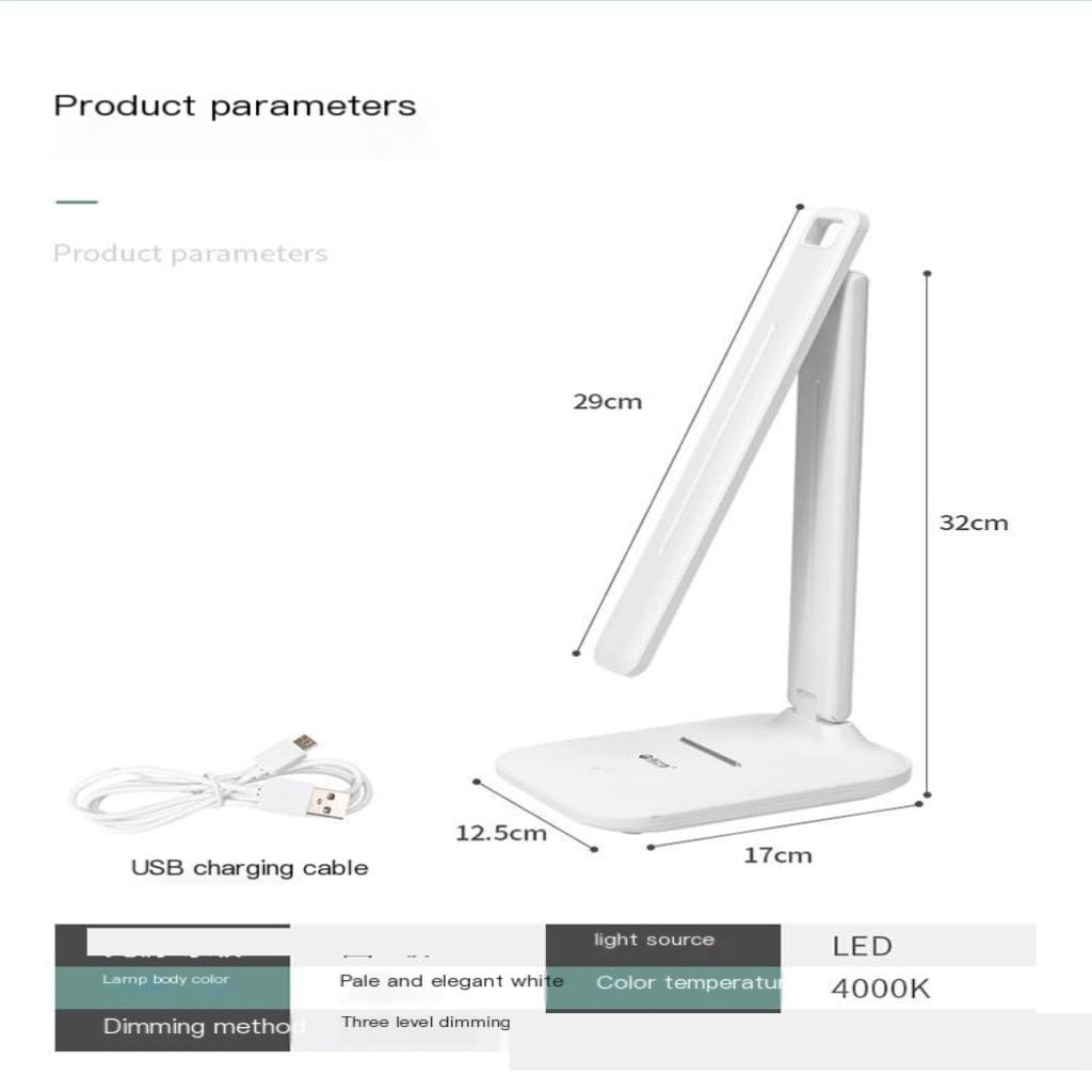 Lampe Bureau Lampe De Bureau Smart Touch Charge Led Lampe De Bureau Lumière Douce Protection Des Yeux Pliable Gradation Lampe De Bureau De Lecture Lampe Led Bureau(A)