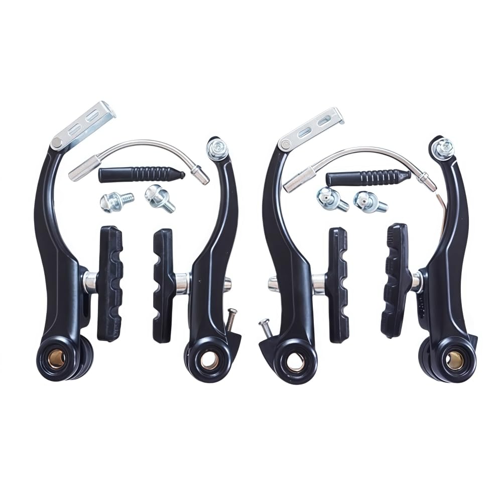GUOFANG Bicycle V-Brake Set, Universal Front and Rear Brake System with Levers, Calipers, Cables and Brake Pads, Complete Replacement Kit for Mountain Bikes and Cruisers (Black front and rear)